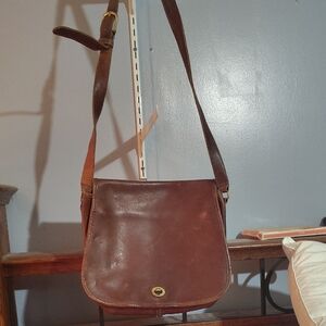 Brown Leather Coach Stewardess Bag 9525